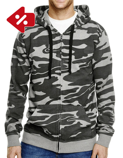 Full Zip Camo Hooded Sweat Jacket