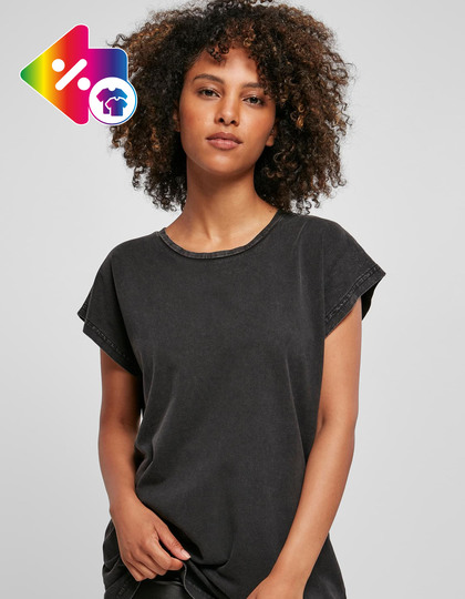 Ladies´ Acid Washed Extended Shoulder Tee