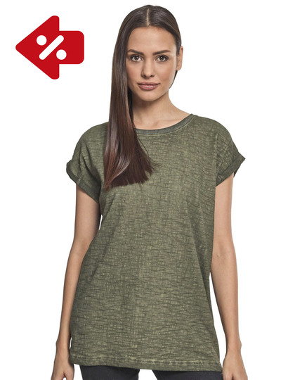 Ladies` Spray Dye Extended Shoulder Tee