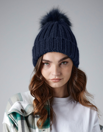 Verbier Faux Fur Pop Pom Chunky Beanie