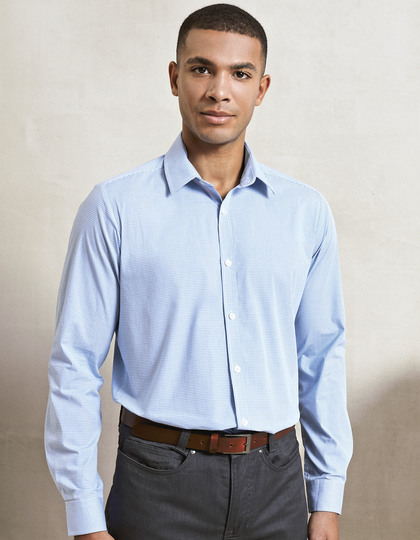 Men´s Microcheck (Gingham) Long Sleeve Cotton Shirt