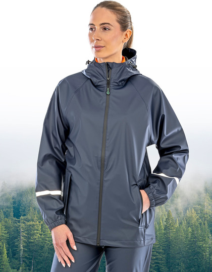 Prism PU Waterproof Jacket with Reflective Bands & Recycled Backing