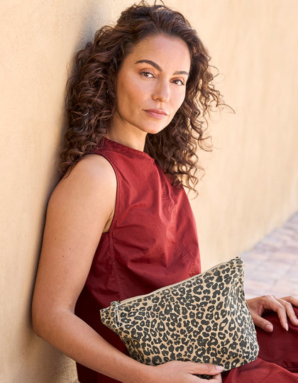 Leopard Print Canvas Accessory Bag